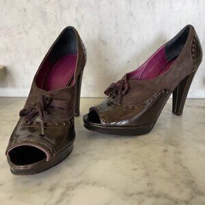 COACH Claudine Peep Toe Lace-Up Platform Heels Vintage 6B